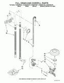 FILL, DRAIN AND OVERFILL PARTS Diagram and Parts List for KUDE40FXWH1  KitchenAid Dishwasher