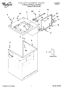 TOP AND CABINET, LITERATURE Diagram and Parts List for GST9675JQ1  Whirlpool Washer