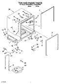 TUB AND FRAME PARTS Diagram and Parts List for KUDC02IRBL0  KitchenAid Dishwasher