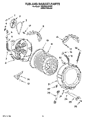 TUB AND BASKET PARTS Diagram and Parts List for 7MGHW9400PW2  Whirlpool Washer