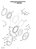 DOOR AND LATCH PARTS Diagram and Parts List for 7MGHW9150PW2  Whirlpool Washer