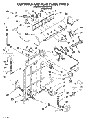 CONTROLS AND REAR PANEL PARTS Diagram and Parts List for 7MLSR8534MQ1  Whirlpool Washer