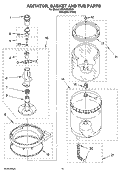 AGITATOR, BASKET AND TUB PARTS Diagram and Parts List for WGT3300SQ1  Whirlpool Washer Dryer Combo