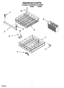 DISHRACK PARTS, OPTIONAL PARTS Diagram and Parts List for RUD4500MQ2  Roper Dishwasher