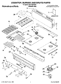 COOKTOP, BURNER AND GRATE PARTS Diagram and Parts List for KGCP462KSS03  KitchenAid Cooktop