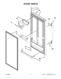 DOOR PARTS Diagram and Parts List for 5VEL88TRAQ00  Whirlpool Refrigerator