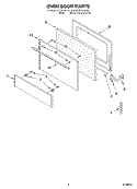OVEN DOOR Diagram and Parts List for FEP210KQ0  Roper Range