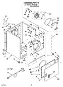 CABINET PARTS Diagram and Parts List for YLER4634JQ1  Whirlpool Dryer