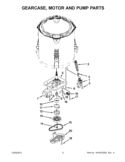 GEARCASE, MOTOR AND PUMP PARTS Diagram and Parts List for CAW12444BW0  Whirlpool Washer