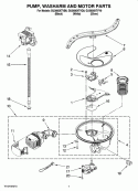 PUMP, WASHARM AND MOTOR PARTS Diagram and Parts List for GU3600XTVQ0  Whirlpool Dishwasher