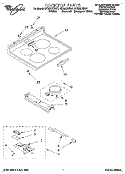 COOKTOP, LITERATURE Diagram and Parts List for RF364BXBQ1  Whirlpool Range