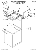 TOP AND CABINET PARTS Diagram and Parts List for 7MLSF7600PT1  Whirlpool Washer