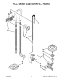 FILL, DRAIN AND OVERFILL PARTS Diagram and Parts List for KUDE40FXBT6  KitchenAid Dishwasher