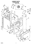 CABINET PARTS Diagram and Parts List for REX6634RQ0  Roper Dryer