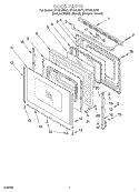 DOOR Diagram and Parts List for SF197LEHZ7  Whirlpool Range