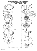 MOTOR, BASKET AND TUB PARTS Diagram and Parts List for WTW6600SW3  Whirlpool Washer