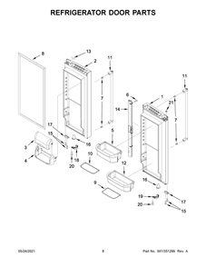 Refrigerator Door Parts Diagram and Parts List for KRFF305EBS05  Whirlpool Refrigerator