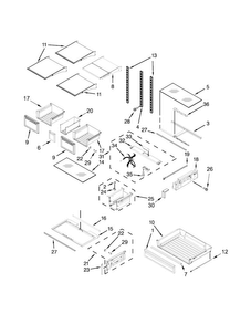 Shelf Parts Diagram and Parts List for WRF757SDEE00  Whirlpool Refrigerator