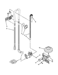 Fill, Drain And Overfill Parts Diagram and Parts List for WDF530PAYT7  Whirlpool Dishwasher