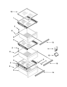 Refrigerator Shelf Parts Diagram and Parts List for KSC24C8EYY04  KitchenAid Refrigerator