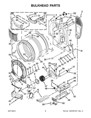 04 - Bulkhead Parts Diagram and Parts List for YWED87HEDC0  Whirlpool Dryer