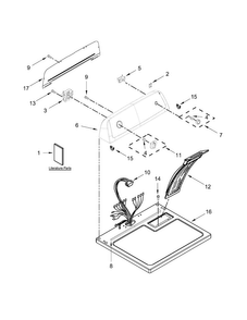 Top And Console Parts Diagram and Parts List for 1106012511  Kenmore Dryer