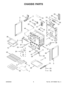 Chassis Parts Diagram and Parts List for YWFE775H0HB5  Whirlpool Range