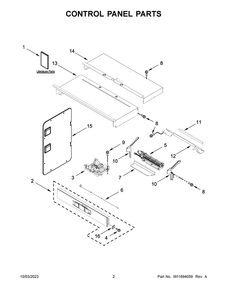 Control Panel Parts Diagram and Parts List for WOEC5930LZ01  Whirlpool Microwave Oven Combo