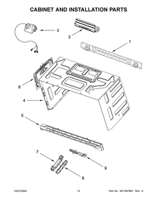 Cabinet And Installation Parts Diagram and Parts List for YWMH78019HZ3  Whirlpool Microwave Oven Combo