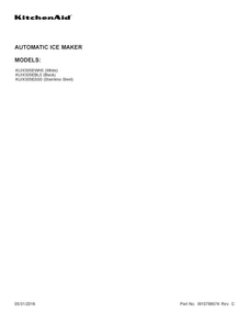 Cover Sheet Diagram and Parts List for KUIX305EWH0  KitchenAid Ice Maker
