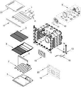 Internal Oven Parts Diagram and Parts List for JOECC530RL00  Whirlpool Microwave Oven Combo