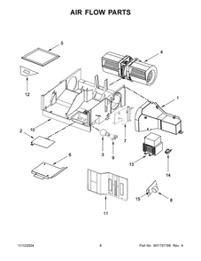 05 - Air Flow Parts Diagram and Parts List for WMH31017HB09  Whirlpool Microwave