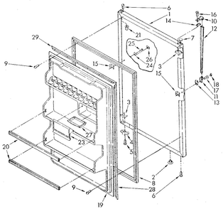 Refrigerator Door Diagram and Parts List for ET18JKXSM05  Whirlpool Refrigerator