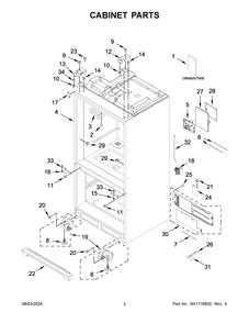 Cabinet Parts Diagram and Parts List for WRF757SDHZ05  Whirlpool Refrigerator