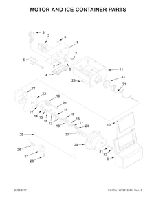 Motor And Ice Container Parts Diagram and Parts List for WRS325FDAT04  Whirlpool Refrigerator