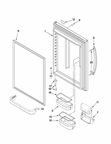 Refrigerator Door Parts Diagram and Parts List for 59669973012  Kenmore Refrigerator