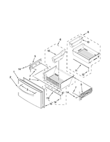 Freezer Door Parts Diagram and Parts List for WRF989SDAB02  Whirlpool Refrigerator
