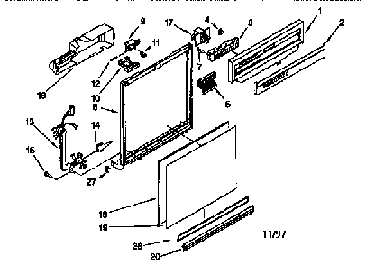 Frame And Console Diagram and Parts List for DU940QWDG6  Whirlpool Dishwasher