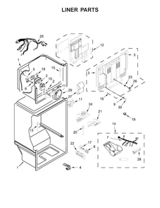 Liner Parts Diagram and Parts List for WRT318FZDW01  Whirlpool Refrigerator