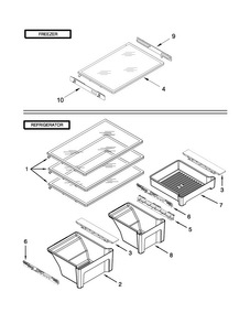 Shelf Parts Diagram and Parts List for WRT371SZBW01  Whirlpool Refrigerator