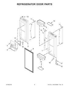 Refrigerator Door Parts Diagram and Parts List for KRFF305EBS00  KitchenAid Refrigerator