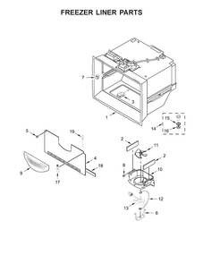 Freezer Liner Parts Diagram and Parts List for KRFF507EWH01  KitchenAid Refrigerator
