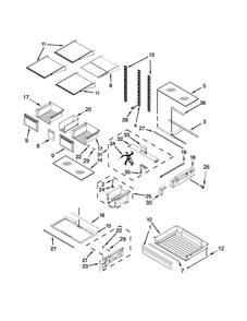 Shelf Parts Diagram and Parts List for WRF767SDEM00  Whirlpool Refrigerator