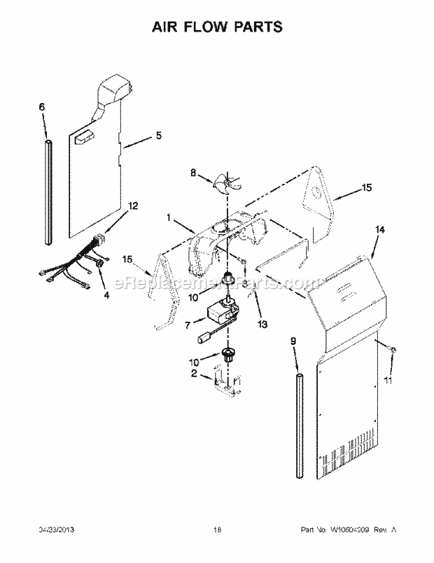 AIR FLOW PARTS Diagram and Parts List for WRS325FDAM02  Whirlpool Refrigerator