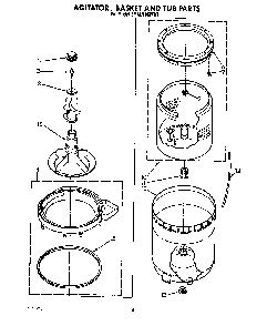 Agitator, Basket And Tub Diagram and Parts List for 6MAL5143VW1  Whirlpool Washer