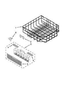 Lower Rack Parts Diagram and Parts List for 7WDF530PAYM7  Whirlpool Dishwasher