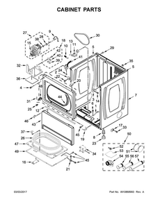Cabinet Parts Diagram and Parts List for XCGM2765FQ0  Whirlpool Dryer