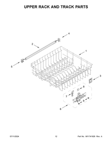 07 - Upper Rack And Track Parts Diagram and Parts List for WDTS7024RZ0  Whirlpool Dishwasher