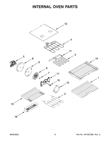 Internal Oven Parts Diagram and Parts List for KFID500ESS05  KitchenAid Range
