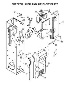 Freezer Liner And Air Flow Parts Diagram and Parts List for KBSD606ESS01  KitchenAid Refrigerator